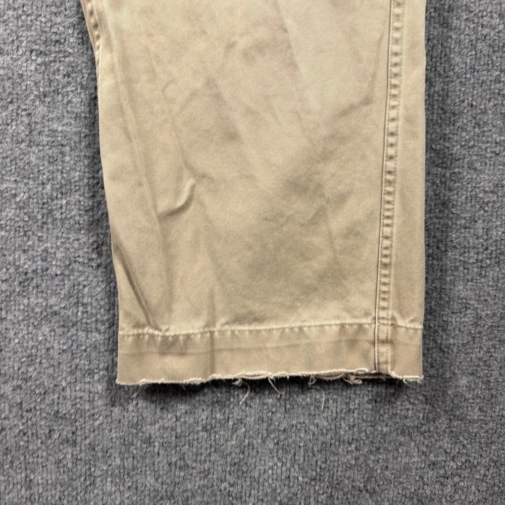 Polo Ralph Lauren Chino Pants Distressed Mens 39x29 Tan Raw Hem‎ Button Fly